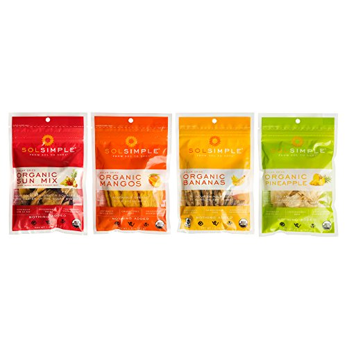 Sol Simple Solar Dried Fruit Snack Variety Pack, Ethical Trade From Nicaraguan Smallholder Farmers, Gluten & Preservative Free, No Sugar Added, USDA Organic, Non-GMO, Vegan & Kosher, 1.5oz, Pack of 8