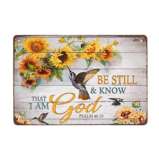 Metal Sign Sunflower and Hummingbirds tin Sign Vintage Wall Decoration Home Garden Kitchen Art Sign 12 x 8 inch