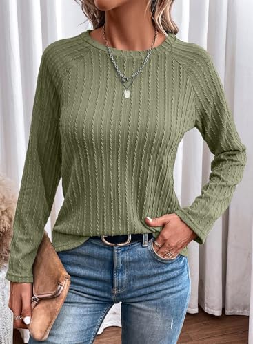 Image of Dokotoo Womens Tops Long Sleeve Lightweight Shirts 2026 Spring Fashion Clothing Trendy Tops Crewneck Knit Basic Tee