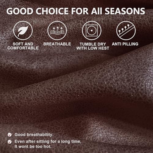 Image of ANARACHON Leather Look Recliner Chair Covers, 4 Pieces Recliner Covers Non Slip, Soft Cover for Reclining Chair, Washable Furniture Protector for Pets (1 Seater, 024 Chocolate)