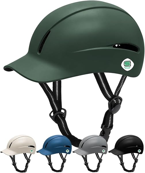 【SGマーク認証】自転車ヘルメット 日除けつば付き 大人用帽子型 男性 女性兼用デザイン SG規格 CE認定品 CPSC規格品完全対応 耐衝撃構造による頭部保護機能付き 軽量 ムレにくい通気設計 馬術 サイズ調節可能ベルト付き - 4