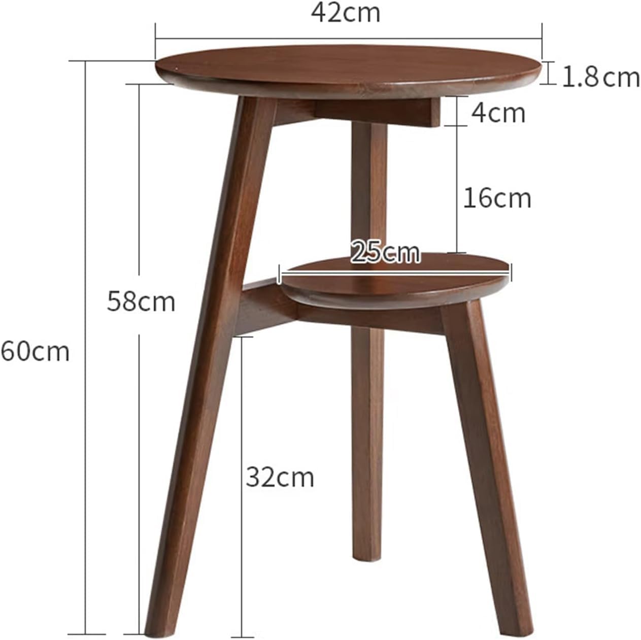 Aimery Office End Table 2 Tier Wooden Sofa Side Table, Vintage Living Room Coffee Table with Shelf, Stable Snack Table for Bedroom Dessert Shop Balcony