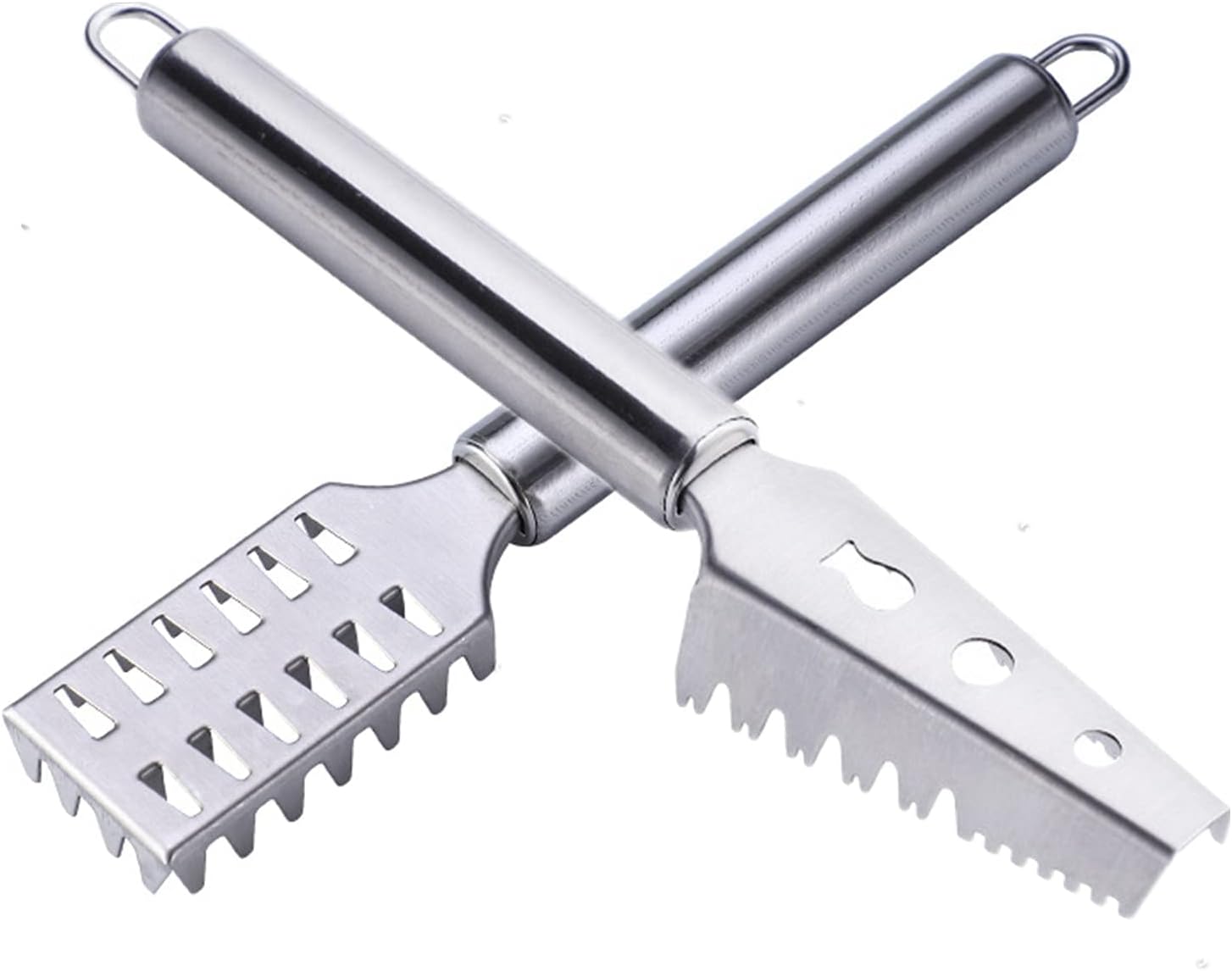 2PCS Fish Scale Remover Scraper Cleaning Tools Skin Remover Stainless Steel Sawtooth Brush Machine for Kitchen Scaler Cutting Knife