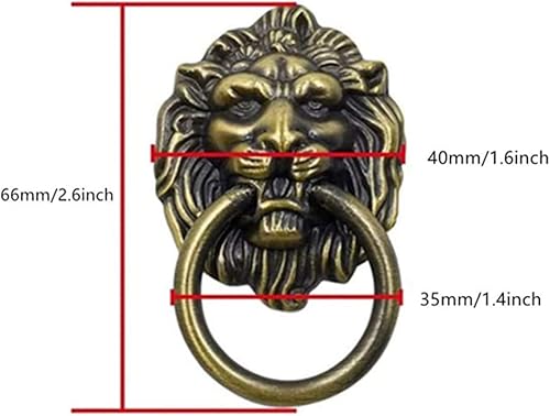 Miniatura 2 de Tiradores de argolla con cabeza de león, para cajón, aparador, armario de cocina, 2.6 pulgadas de largo x 1.6 pulgadas de ancho, paquete de 4