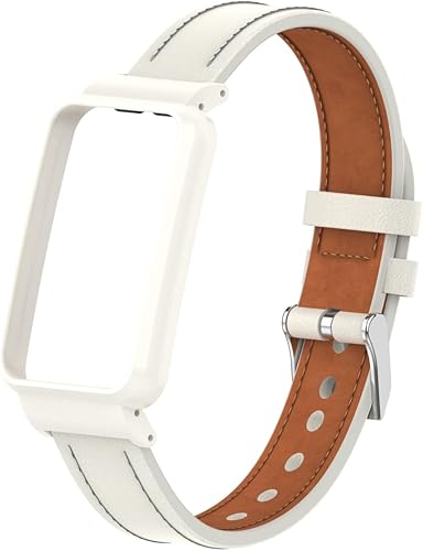 Miniatura 4 de HOPMC Correa de repuesto de cuero ajustable y cómoda con marco de metal para Xiaomi Band 7 Pro (no incluye rastreador)