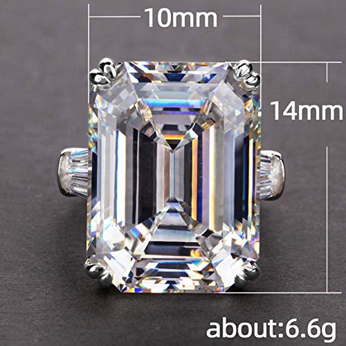 Sdouefos 925 Sterling Silver Rings 4CT Engagement Ring for Women Radiant Cut Cubic Zirconia Wedding Band CZ Simulated Diamond Promise Anniversary Ring for Her Size 63