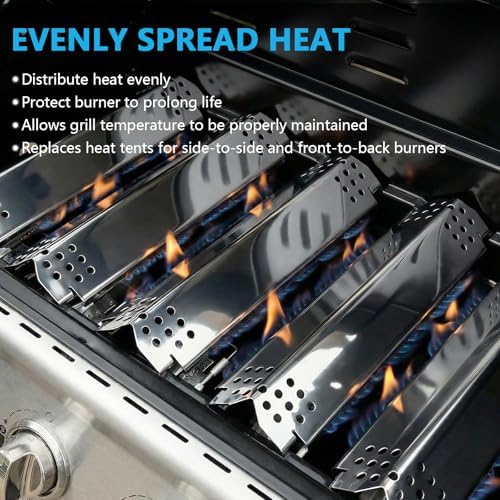 BBQ Heat Shields Barbecue Burners for Nexgrill 5 Burner 720-0888,720-0888N,Nexgrill 720-0830H,Members Mark 720-0882D,Stainless Steel Heat Plate Flame Tamer for Nexgrill BBQ Replacement Parts,5 Pack — view 8