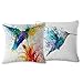 Symuitrc Cotton Linen Throw Pillow Cover Decorative 18 X 18 Inch Pack of 2 Watercolor Printing Couch Pillow Cases Cushion Cover Bird