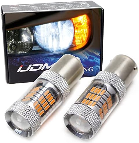 iJDMTOY Amber Yellow 54-SMD 7507 PY21W Canbus LED Replacement Bulbs Compatible With BMW 1 2 3 4 Series X1 X3 X4 X5 Front Turn Signal Lights