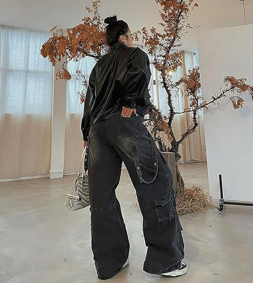 Hopecn Y2K Baggy Jeans Women&Men Star Patch Aesthetic High Waist Straight Leg Pants Vintage Fashion Grunge Streetwear.3