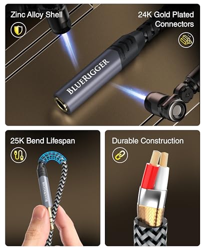 Câble d'extension pour écouteurs cordon audio stéréo jack 3.5mm BlueRigger