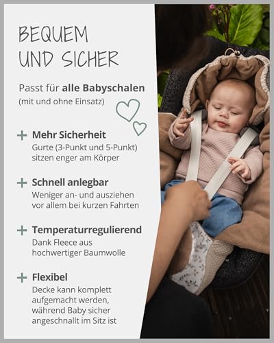 5. Bild von ULLENBOOM Einschlagdecke Babyschale, Ideal für Herbst und Winter, 100% OEKO-TEX Materialien, Floral Sand (Made in EU) - Babydecke für Kindersitz oder Kinderwagen, kuschelige Decke für Babys Ganzjahr