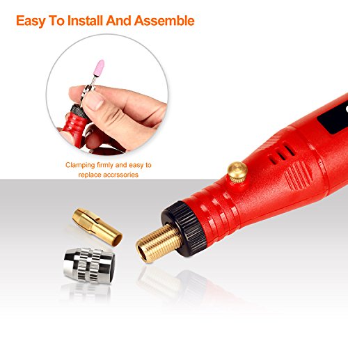 Electric Rotary Tool Kit, SPTA Mini Electric Grinder Set/Nail Drill Mini Handle Electric Drill Grinding Engraving Pen Milling Trimming Polishing Drilling Cutting Engraving Tool 33Pcs Kit