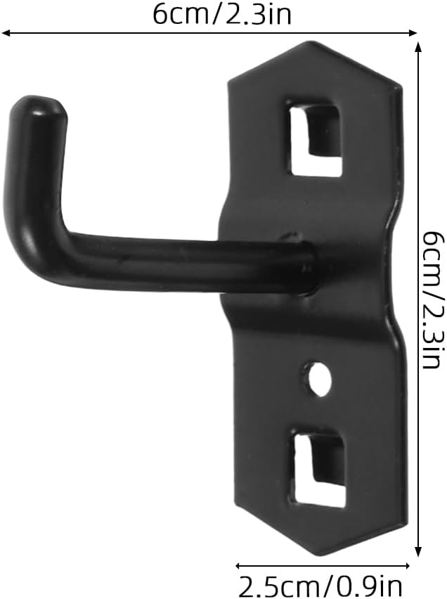 Veemoon Square Pegboard Wall Hooks, 10pcs Peg Board Tool Storage Hangers Heavy Duty Shelf Brackets Storage Organization Board Hooks for Kitchen Workshop Wall Mount Display Organizer, Black