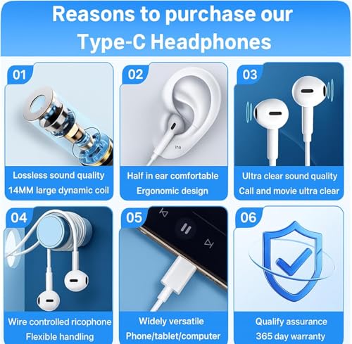 Image of Original Type-C Wired Earphones for iPhone 15 /15 Pro /16 /16 Pro /17 Series | Hi-Fi Stereo Sound, Deep Bass, Noise-Isolating Mic, Plug-and-Play (USB Type C)