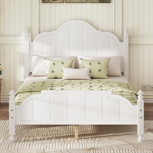 KT Rolster White Wood Bed Frame Full Size with...