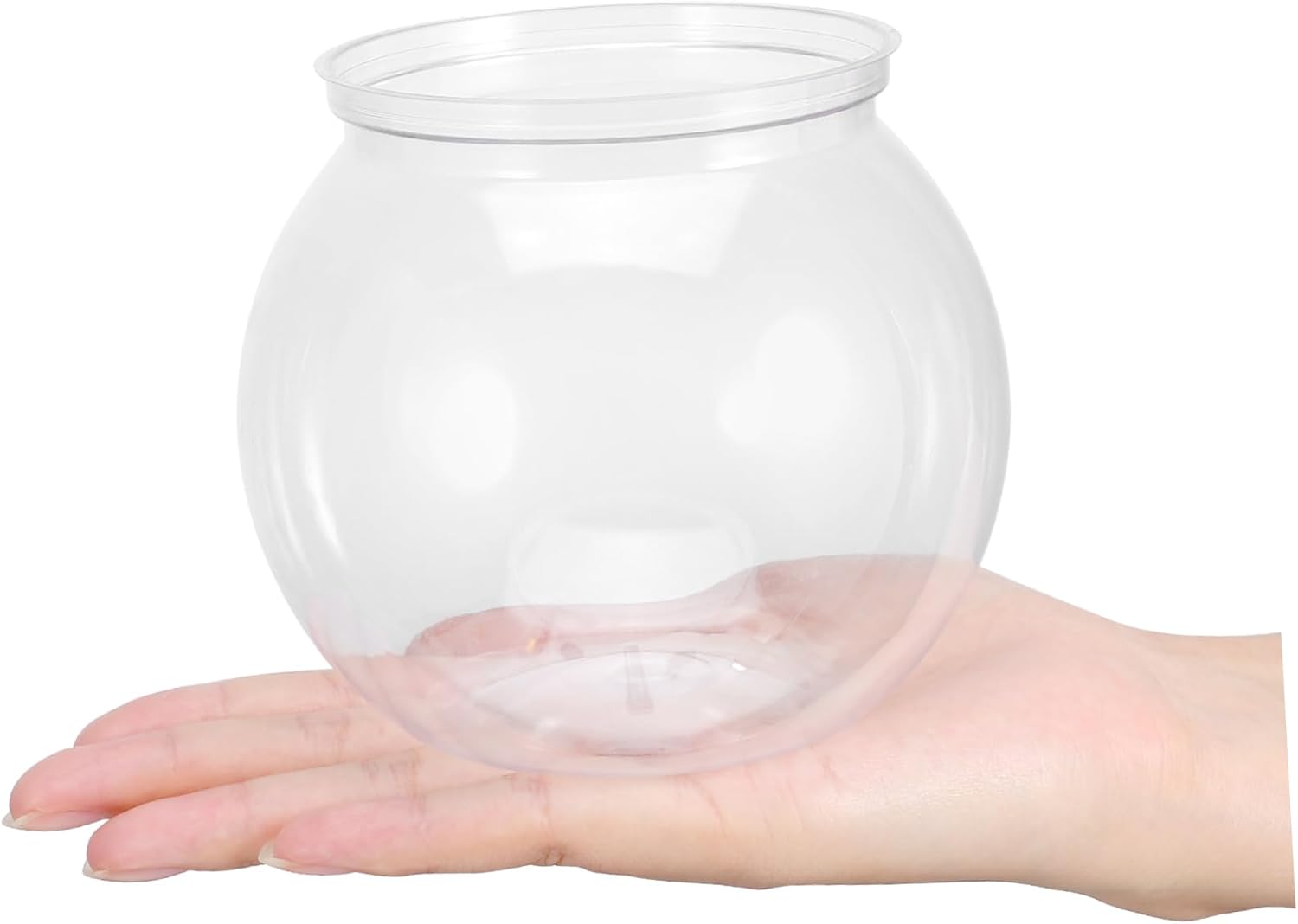 6pcs Transparent Round Fish Bowls Lightweight Falling Fish Tanks for Compact Plastic Tabletop Aquarium for and Betta Decorative Clear Design