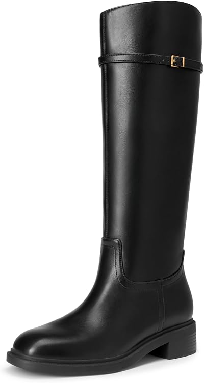 DREAM PAIRS Knee-High Buckle Strap Riding Boots