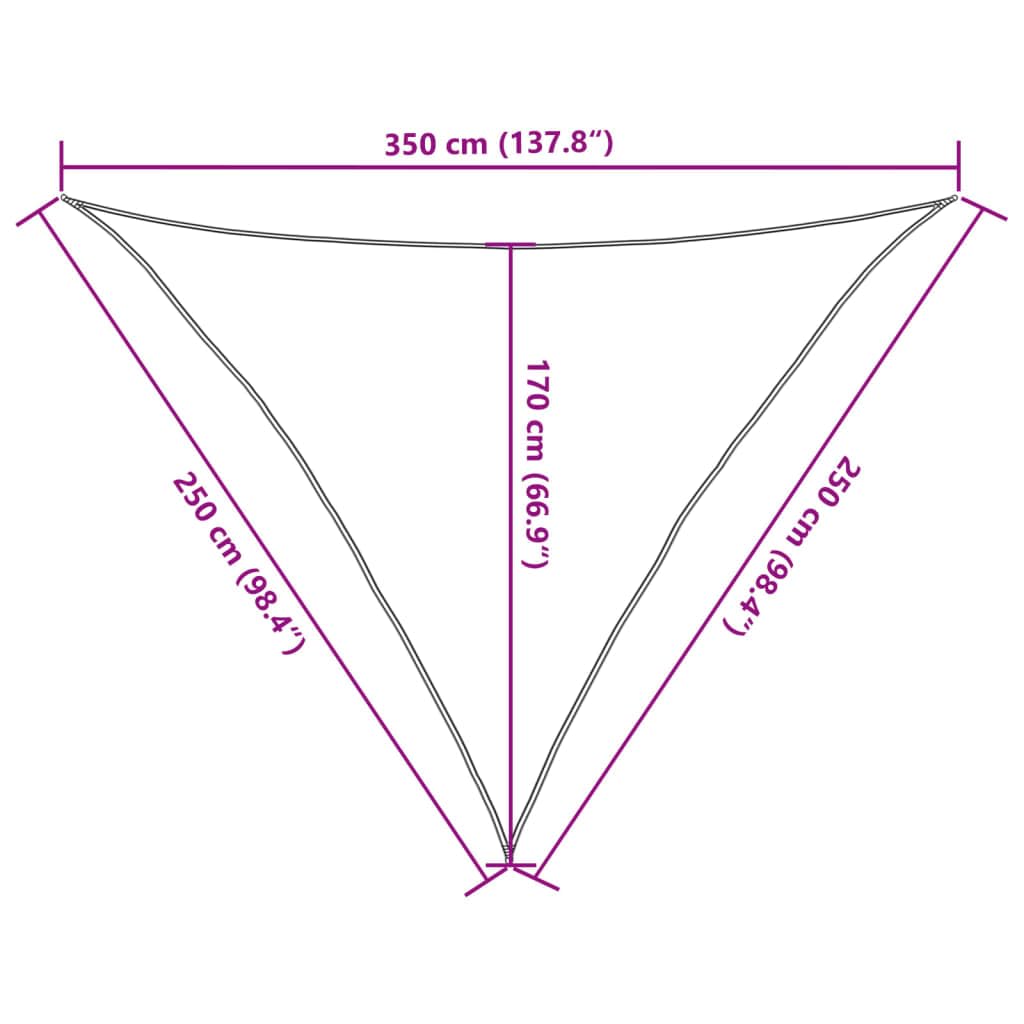 Tenda parasole da 2,5 x 2,5 x 3,5 m, triangolare, resistente ai raggi UV, permeabile all'acqua, per balcone, terrazza, giardino, con fissaggi in acciaio inox, antracite