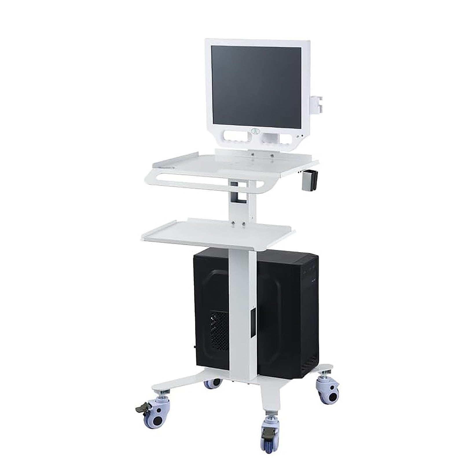 Carrito médico para Carrito móvil con Soporte para Monitor y Escáner Oral, Carro Dental con Ruedas, Carro de Doble Capa para Hospital, Clinica Dental y Oficina
