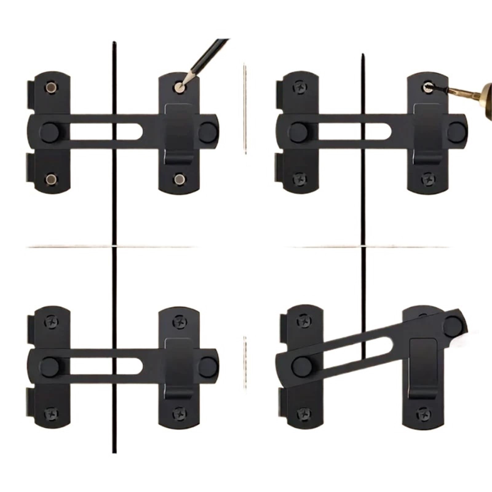 5 pestillos de seguridad for puerta corredera acero inoxidable 180 grados for ventana, armario y hogar Para Puertas(Silver 4 inch)