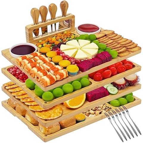 CENBOSS Set of 4 Charcuterie Boards, Cheese Boards Gift Set, Cheese Serving Trays Set, Housewarming Gifts, New Home Gifts, Gifts for Women, Gifts for Couples Cover