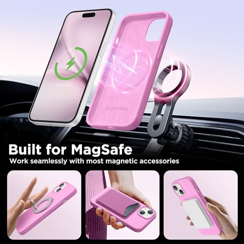 Image of GolbinBox Magnetic for iPhone 15 Case, Silicone Cover, Rose Pink