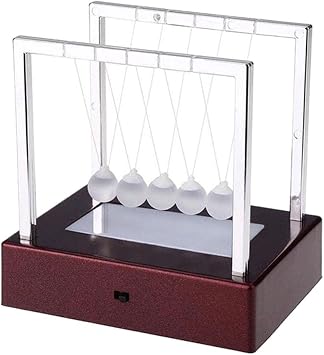 Baoblaze Newtons Cradle Glass Balance Balls Physics Toys Swinging Pendulum Table for Kids Adults Relieving Gifts, Red