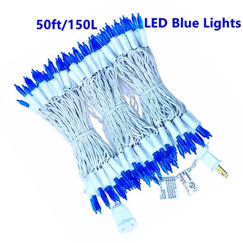 Jinbest 150 Led Blue Christmas Lights, Ul Listed And Commercial Grade 50 Ft White Wire Mini Lights String, For Indoor And Outdoor Party, Patio, Garden. #TOP1
