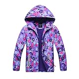 MGEOY Girls Rain Jacket Lightweight Waterproof Hooded Rain Coats Windbreakers for Kids Purple 7/8