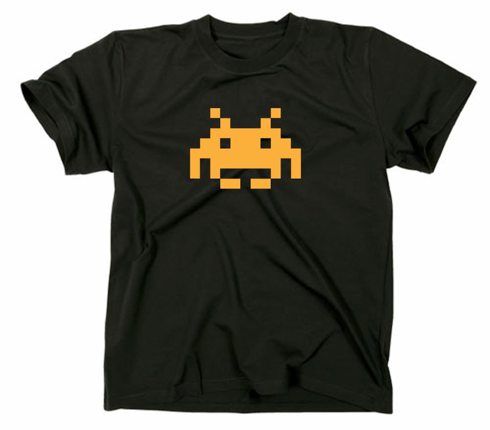 Styletex23 Men's Black Space Invaders Retro T-Shirt, Xxl