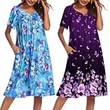 Ekouaer 2 Pack House Dresses for Women with Pockets Short Sleeve Moo Moos