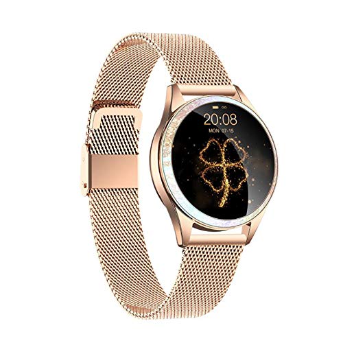 bobotron KW20 Smart Watch Damen Herz Frequenz Messer IP68 Wasserdichter Fitness Tracker Damen Physiologische PeriodenüBerwachung Gold
