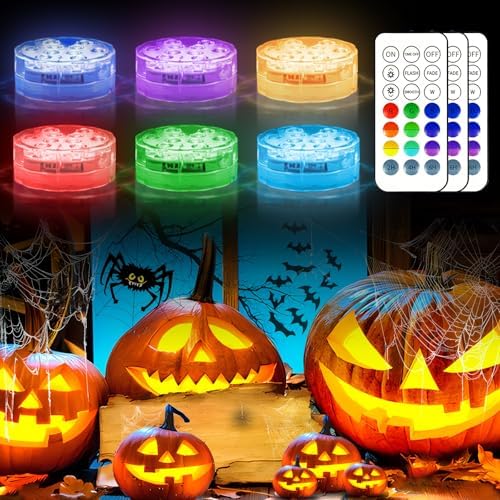 6 Pack LED Pumpkin Lights, Battery Operated Jack o Lantern Lights, 13 Color Changing Halloween for Halloween Pumpkin Decorations
