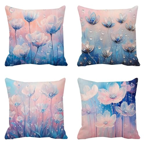 Housse coussin imperméable 50x50 rose lavable fermeture invisible - 2