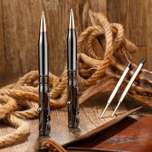 Image of Bolt Action Bullet Pen Solid Brass & Wood Ballpoint Pen - Bullet Shaped Metal Pen with Smooth Black Ink - Includes 1 Refill & Gift Box - Luxury Writing Pen for Father's Day.(1PCS BULLET PEN)