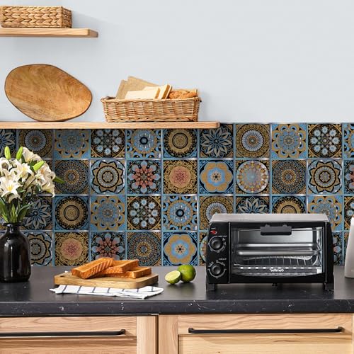 Azulejos Adhesivos Cocina Azul Amarillo Pvc Impermeable Pared Autoadhesivas Pegatinas Extraíble Vinilos Baño Cocina