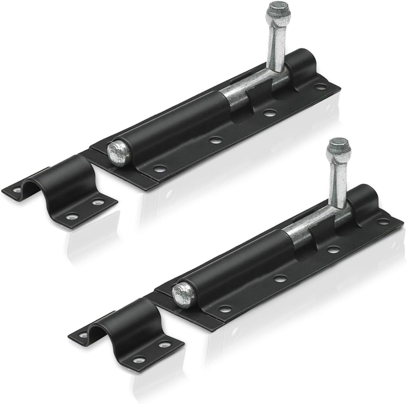 2 Pack Heavy Duty Tower Bolt Black 250mm (10"), Door Lock Bolt, Strong Black Coated Door Barrel Bolt