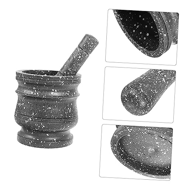 Stone Garlic Pounding Bowl with Pestle 1 Set Kitchen Grinder for Garlic Spices and Seasoning Sturdy Plastic Material Easy to Use for Cooking and Food Preparation