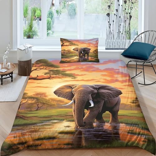 ESSAHI Elefant 3D Drucken Betten Set Bettwäsche Set Microfaser Himmlische...