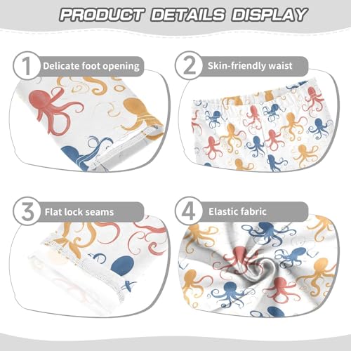 Yellow Red Blue Octopus Girls Leggings Soft Stretch Workout Yoga Dance Pants for Kids Casual Tights3