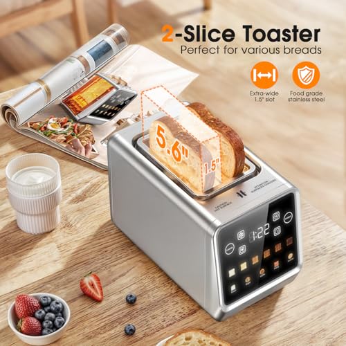 image for PSIIDAN Touch Screen Toaster 2 Slice, Stainless Steel Smart Digital To