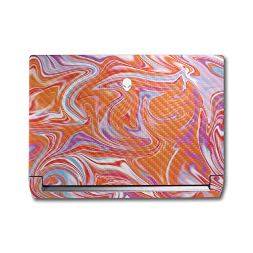 Image of MightySkins Carbon Fiber Skin Compatible with Alienware M17 R5 (2022) Full Wrap Kit - Orange Swirl | Protective, Durable Textured Carbon Fiber Finish | Easy to Apply & Change Styles | Made in The USA