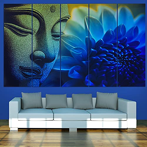 Image of Spacter art Lord Buddha Wall Painting for Living Room Big Size - Meditating Gautam Buddha Painting Wall Decor Peaceful Art for Bedroom, Office, Hotels & Gifting - Wooden Framed (30x60 inch) SP235