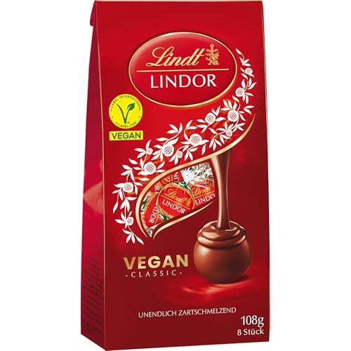 Lindt Schokolade | Lindor Beutel Vegan | 108g | 9 Kugeln mit zartschmelzender Füllung | Schokoladen-Geschenk