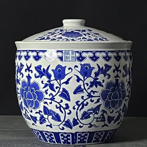 Xalteafe Recipiente de cerámica para arroz,Recipiente Grande de cerámica para almacenar arroz,Jarra De Arroz De CeráMica,Cilindro De Arroz De CeráMica,para arroz Fideos y Aperitivos