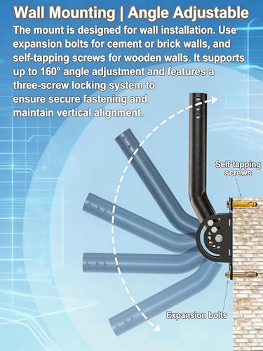 Image of Heavy Duty Antenna Mount, 2-Pack 13 in Three-Screw Locking Pivot J-Pole for Wall, Eave or Roof, 1.38 in OD, Expandable Mast for TV Antenna, Access Point, Weather Station or Starlink Setups