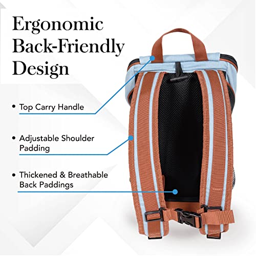 Ibiyaya 4715243344717 Airline Approved Pet Carrier For Small To Medium Dogs And Cats - Dog Backpack Carrier, Breathable Mesh Material With Magnetic Buttons, Side Pockets, And Auto-Lock Zipper - Light Denim Blue thumb #4