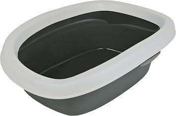 TRIXIE Katzentoilette Carlo - abnehmbarer Rand - leicht zu reinigen - Kunststoff - grau/weiß - 31 x 14 x 43 cm