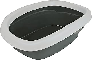 TRIXIE Katzentoilette Carlo - abnehmbarer Rand - leicht zu reinigen - Kunststoff - grau/weiß - 31 x 14 x 43 cm